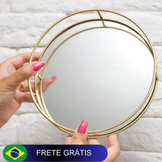 Bandeja Espelhada Decorativa para Objetos Mesas Enfeites de Perfumes