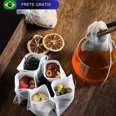 Saquinhos Infusores para Chá, Café, Ervas e Especiarias 100 Unidades 5.5x7cm Biodegrad