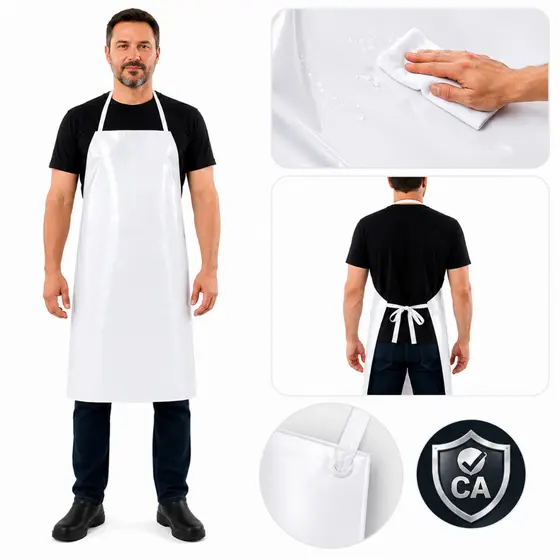 Avental Profissional Impermeavel Branco Com CA Uso Cozinha Churrasco