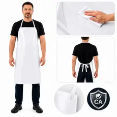 Avental Profissional Impermeavel Branco Com CA Uso Cozinha Churrasco
