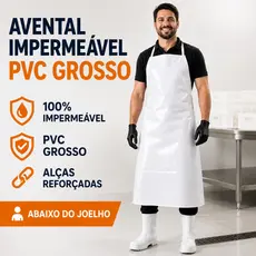 Avental Profissional Impermeavel Branco Com CA Uso Cozinha Churrasco Lavavel