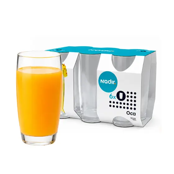 Jogo De 6 Copos Resistente Vidro Multiuso Vitamina Refrigerante Oca - 300ml Nadir