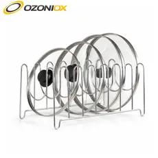 Organizador Inox Cromado Para Tampas De Panela E Pote Com Divisórias Arthi WoW