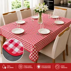 Toalha de Mesa Retangular Xadrez Vermelho Algodão Poliéster Decoração 4 Lugares 6 Lugares 8 Lugares