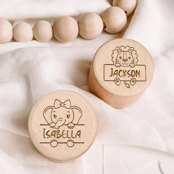 Caixa Personalizada De Madeira Para Bebês Primeiro Dente Caixas Armazenamento De Dentes Com Nome Guarda-Roupa Presentes