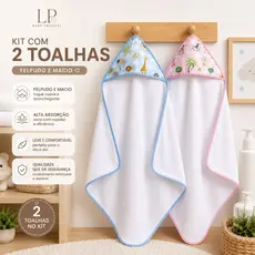 Kit 2 Toalha de Banho Felpuda para bebê 2 Unidades Menina Menino