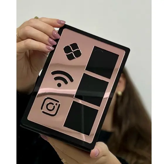Placa Para QrCode Pix Wifi Instagram Display Balcão Loja