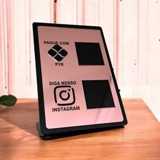 Placa de Acrílico com QR Code para Pagamento via Pix no Instagram – Ideal para Mesas e Balcões