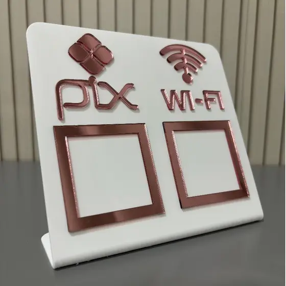 Placa Pix Pagamento QrCode Display Acrílico Mesa Balcão Pix e Wi-Fi PREMIUM