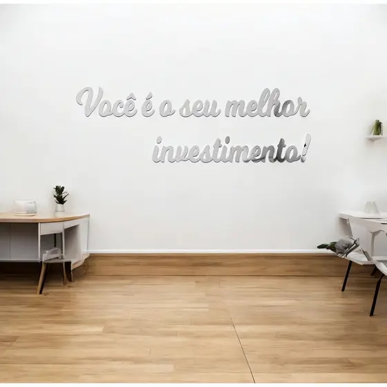 Espelho Decorativo Frase "Você é o seu melhor investimento!" Acrílico Espelhado