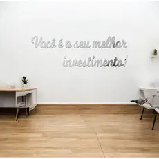 Espelho Decorativo Frase "Você é o seu melhor investimento!" Acrílico Espelhado