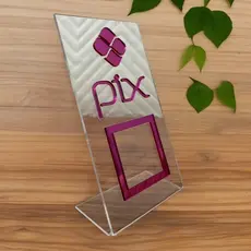 Placa Pix QR Code de Mesa  Plaquinha com Base em Acrílico Resistente para Loja e Consultório