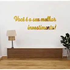 Espelho Decorativo Frase "Você é o seu melhor investimento!" Acrílico Espelhado