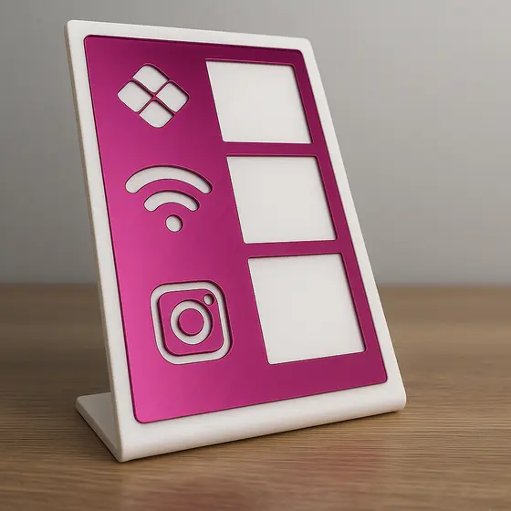 Placa Pix Wifi Wi-Fi Instagram QR Display Mesa Balcão Bar Loja