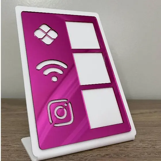 Placa QR Pix  Wifi Wi-Fi Instagram Display Mesa Balcão Loja