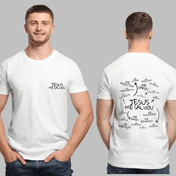 Camiseta Cristã Jesus Me Salvou Masculina Feminina 100% Algodão Premium Blusa Evangélica Unissex