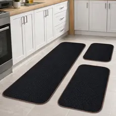 Jogo De Tapete 3 Peças Passadeira Para Cozinha de Crochê Luxo Antiderrapante Decorativo Liso