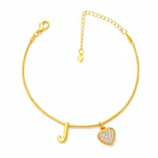 Kit 5 Pulseiras Madrinhas Com Coração Folheadas A Ouro 18k