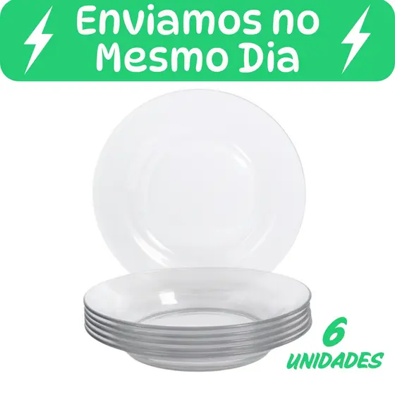 Jogo De Prato Fundo Vidro Transparente