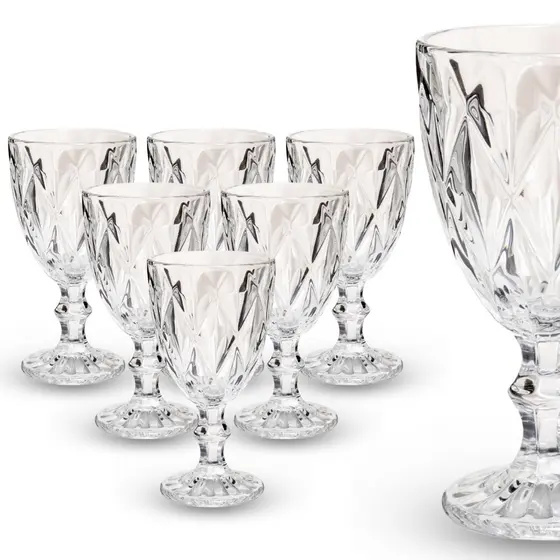 Jogo de Taça Diamante Copo Vidro Transparente 330ml