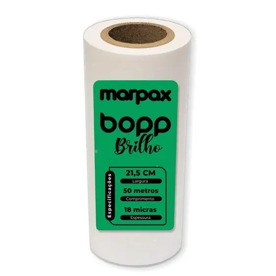 BOPP Brilho para laminação Bobina A4 21,5cmx50m Marpax 01un