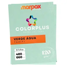 Papel Color Plus 120g 480x660mm Verde Água Tahiti Marpax 10fls