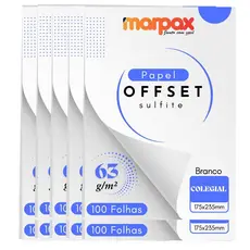 Papel Offset 63g Colegial 175x235mm Branco Liso Marpax 1000f