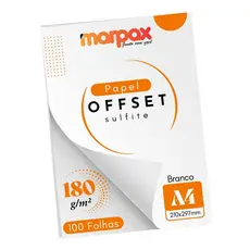 Papel Offset 180g A4 210x297mm Branco Marpax 100 fls