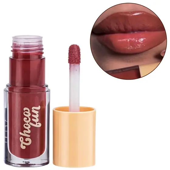 Tint Cream Gloss Labial Batom Choco Fun Fenzza Cores Lindas Cheirinho de Chocolate