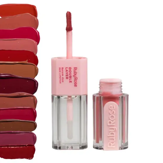 Batom Duo Matte e Gloss Longa Duração Double Layer Ruby Rose