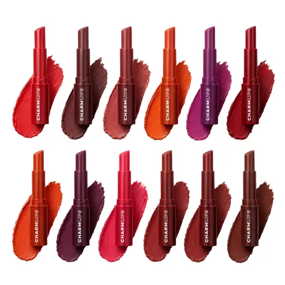 Batom Charm Lips Ruby Rose Semi Matte Cor Intensa 24 Opções de Cores