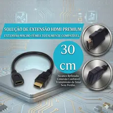 Cabo Extensor HDMI Macho para HDMI Fêmea 30cm V1.4 Adaptador HDMI