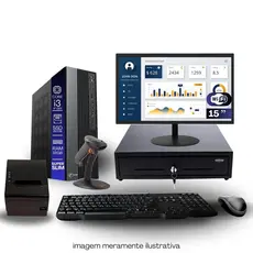 Kit PDV TOB i3 4ªG 16GB SSD 480GB Win11 Rede SFio Teclado Mouse Monitor 15" Gvt. Dinheiro  Imp Térmica Leitor Cód Barras