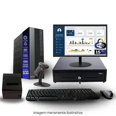 Kit PDV TOB i5 16GB SSD 480GB Win11 Rede S/Fio Teclado Mouse Monitor 15" Gvt. Dinheiro  Imp. Térmica Leitor Cód Barras