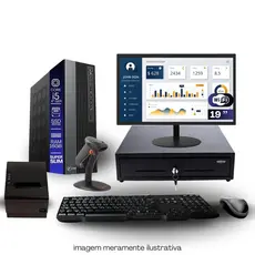Kit PDV TOB i5 4ªG 16GB SSD 480GB Win11 Rede S/Fio Teclado Mouse Monitor 19" Gvt. Dinheiro Imp Térmica Leitor Cód Barras