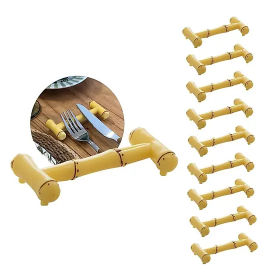 Kit 12 Descanso de Talher Bambu Mesa Plástico Lyor 10,5cm