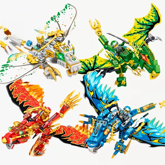 Bonecos de Construção Ninja Moto Robô Dragão Blocos de Montar Bricks Brinquedo para crianças