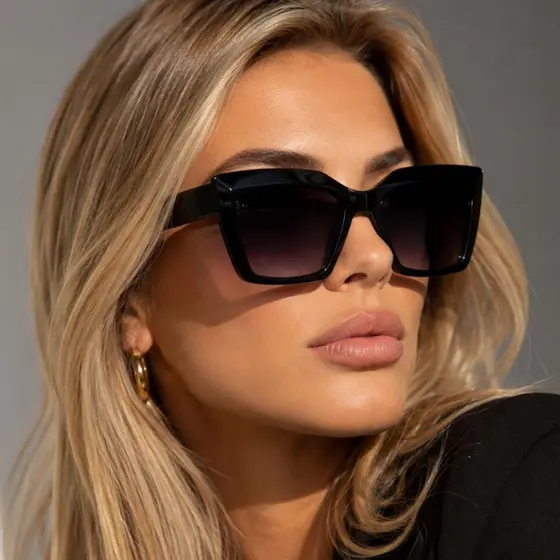 Óculosde Sol Feminino Gatinho Preto em Acetato Com Proteção Uv 400 Marca Seven Original