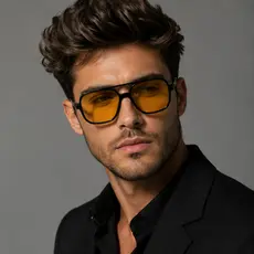 Óculos Masculino Aviador Futurista Seven com Armação Estilosa e Lentes Espelhadas Claras