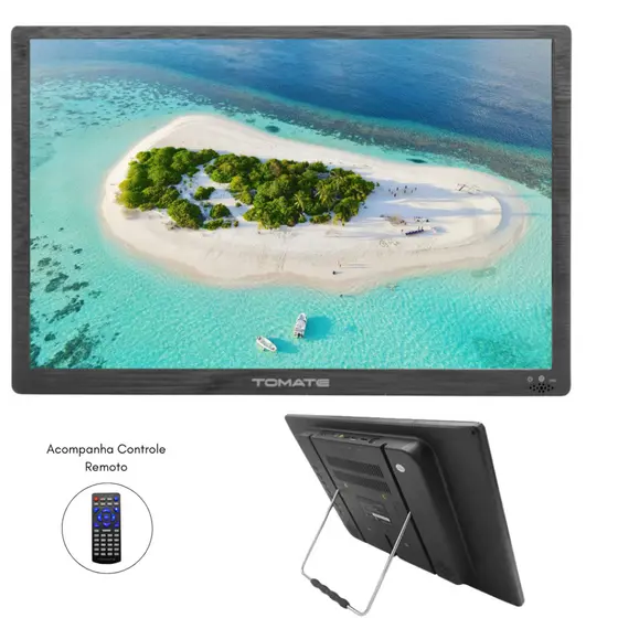 Monitor LCD TV Portátil Digital 14,1" HDMI USB Bateria Recarregável com Controle Remoto Antena
