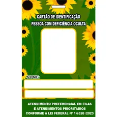 Crachá Girassol Deficiência Oculta em PVC para preencher manual