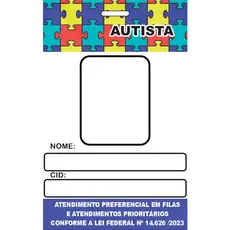 Crachá Autista em PVC para preencher manual