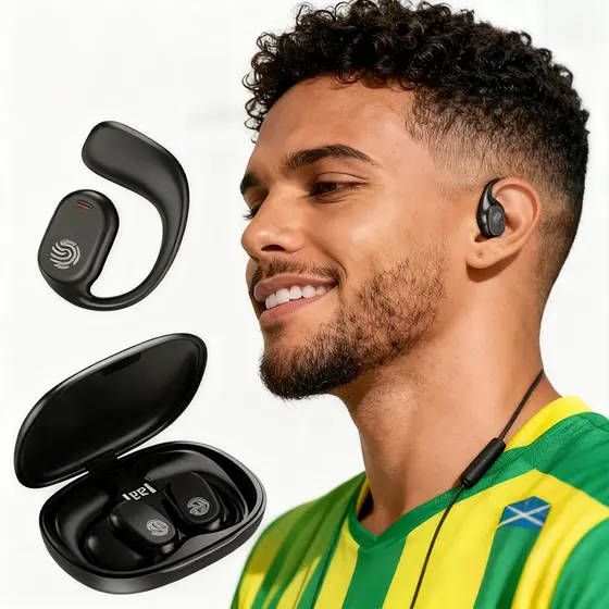 Fone Bluetooth Esportivo TWS 5.3 - À Prova de Suor, Bateria Longa Duração + Display de Carga