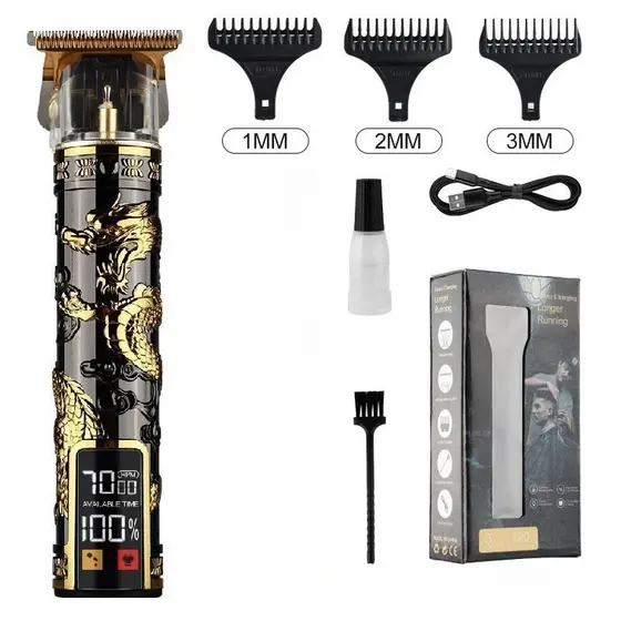 Máquina De Cortar Cabelo Barba Profissional Com Led Barbeador E Cortador Digital C/ Display Lançamento-K5