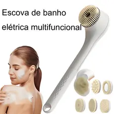 Escova Banho 6 em 1 Elétrica Para Lavar As Costas Cabo Longo Cerdas Macia -E1