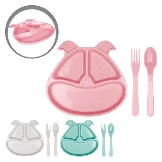 Prato infantil kit refeição infantil Kit Refeição com Divisória, Garfo e Colher Infantil