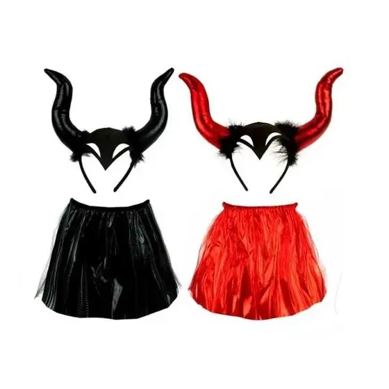 FANTASIA CARNAVAL Kit Fantasia Malévola Saia Chifre Arco Cosplay Halloween Carnaval e festas.