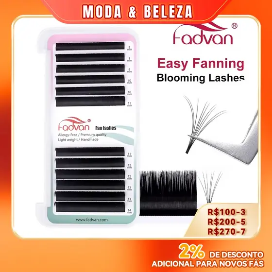 FADVAN Extensões De Cílios Fácil De Enrolamento Flare Volume Russo Automáticas Natural Cilia De Seda