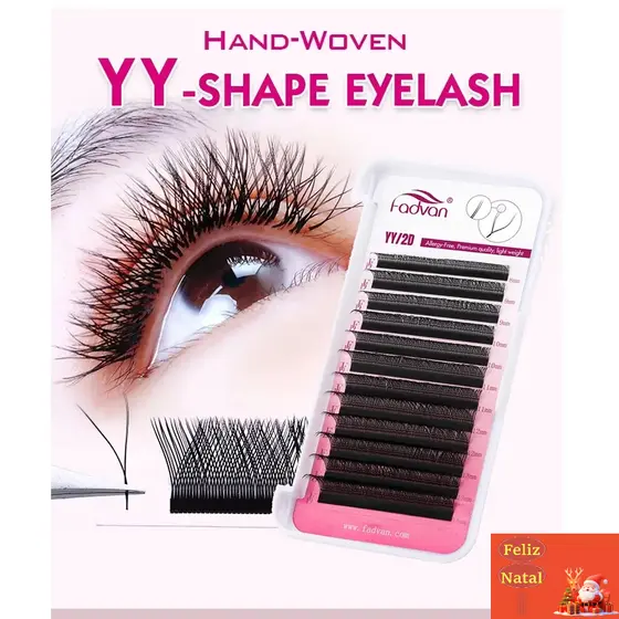 Pestanas Fadvan YY Shape Lashes Faux Mink Natural Brasileiras Suaves Premade Volume De Ventilador