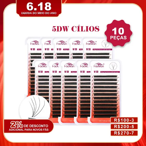 10 pcs FADVAN 5D W Pestanas Extensão De Atacado